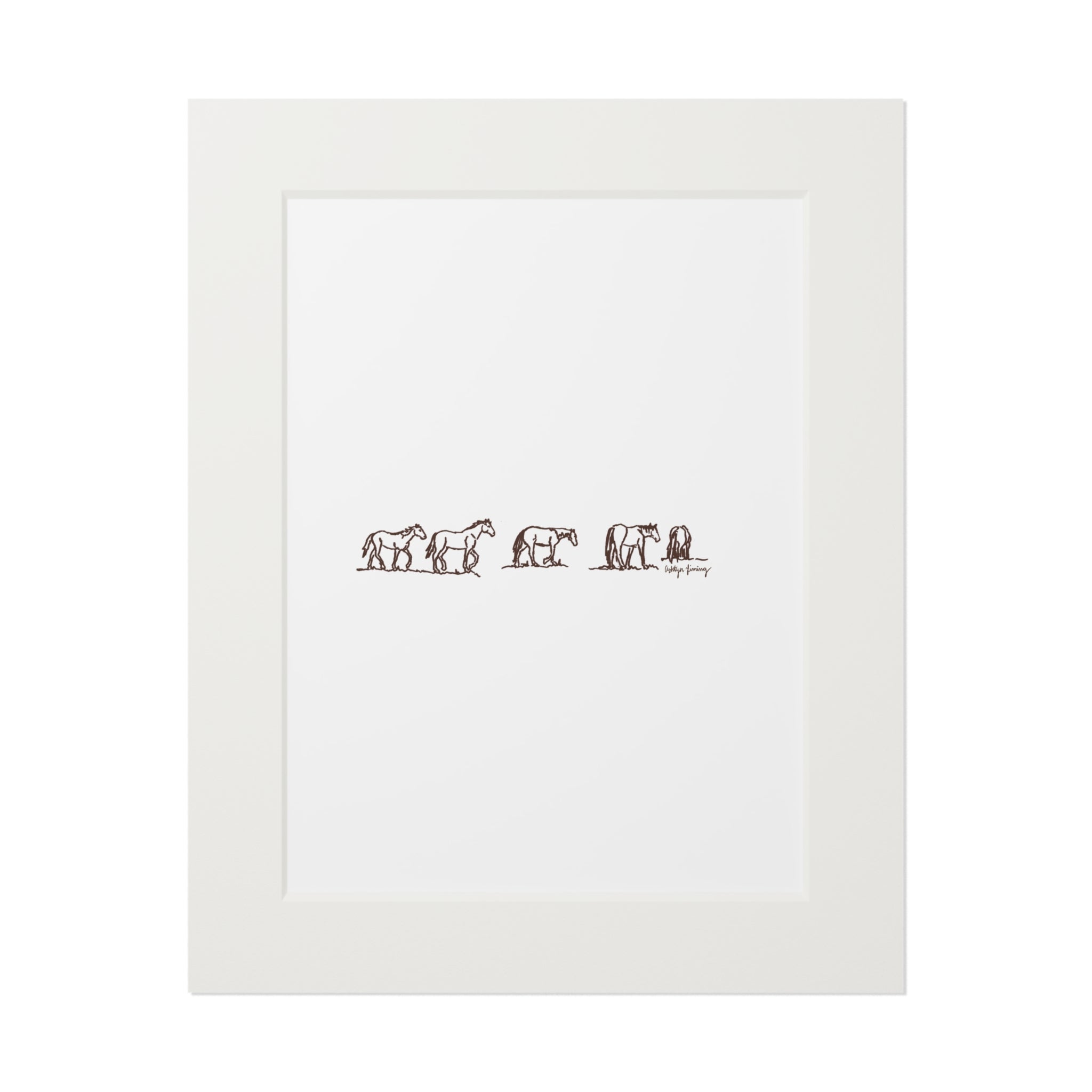 Dark Brown Horses Outline Print