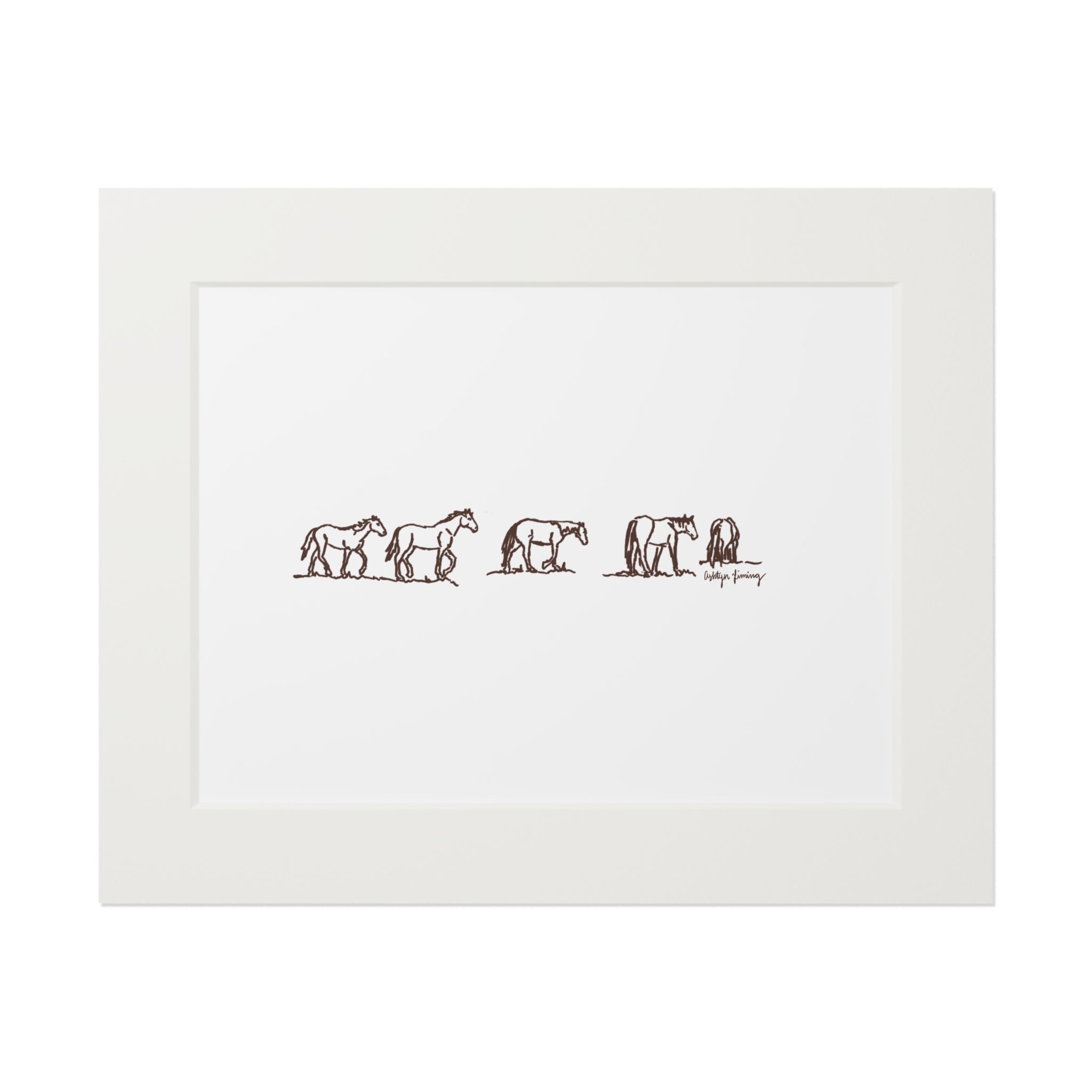Dark Brown Horses Outline Print
