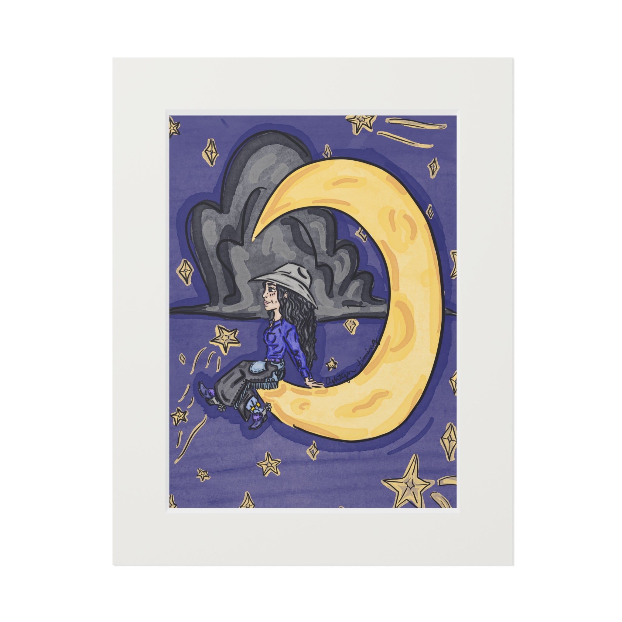 Cowgirl in the Moon Print