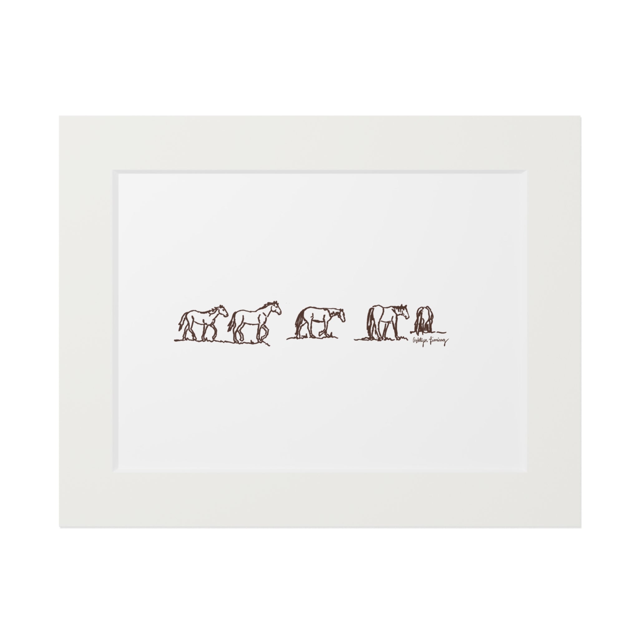 Dark Brown Horses Outline Print