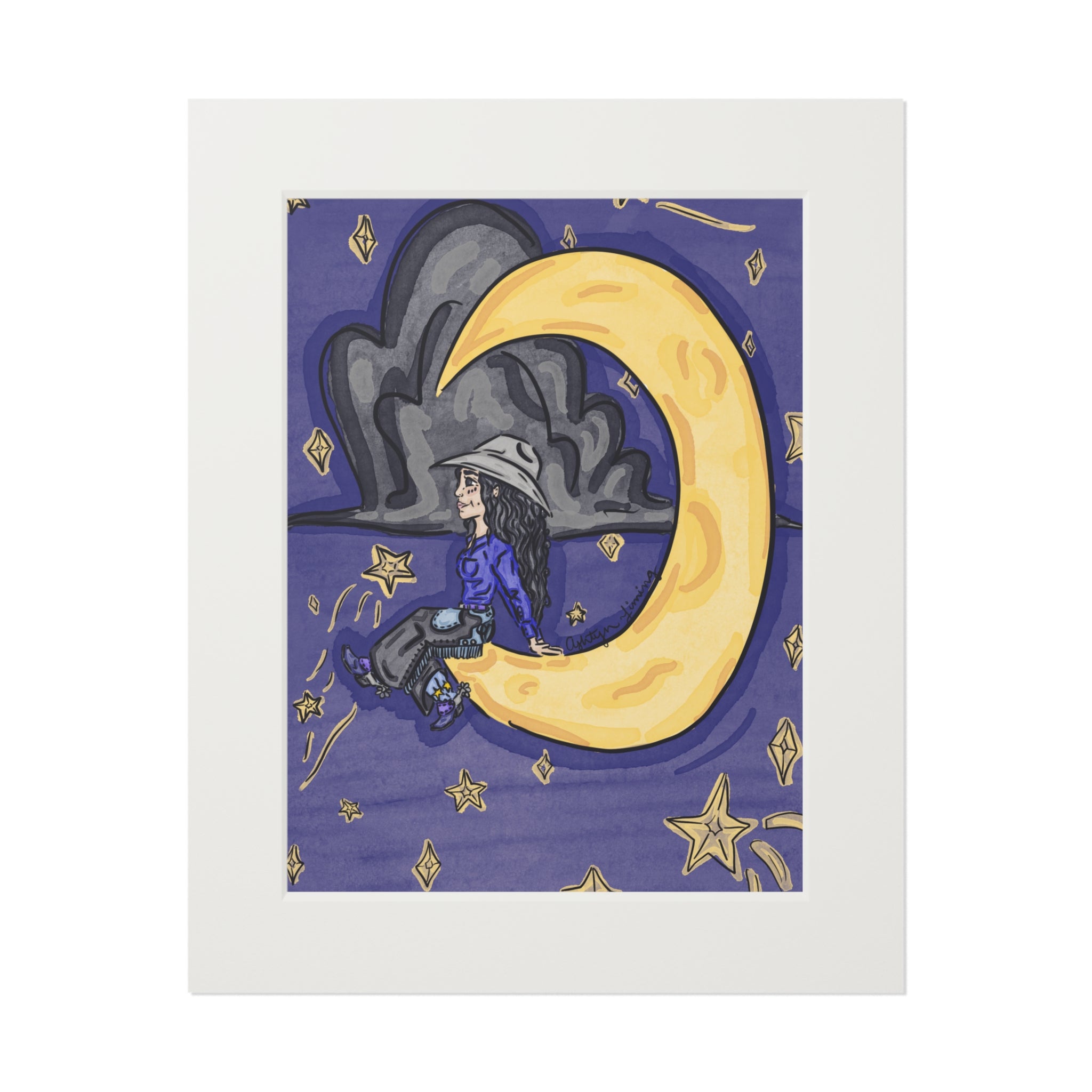 Cowgirl in the Moon Print