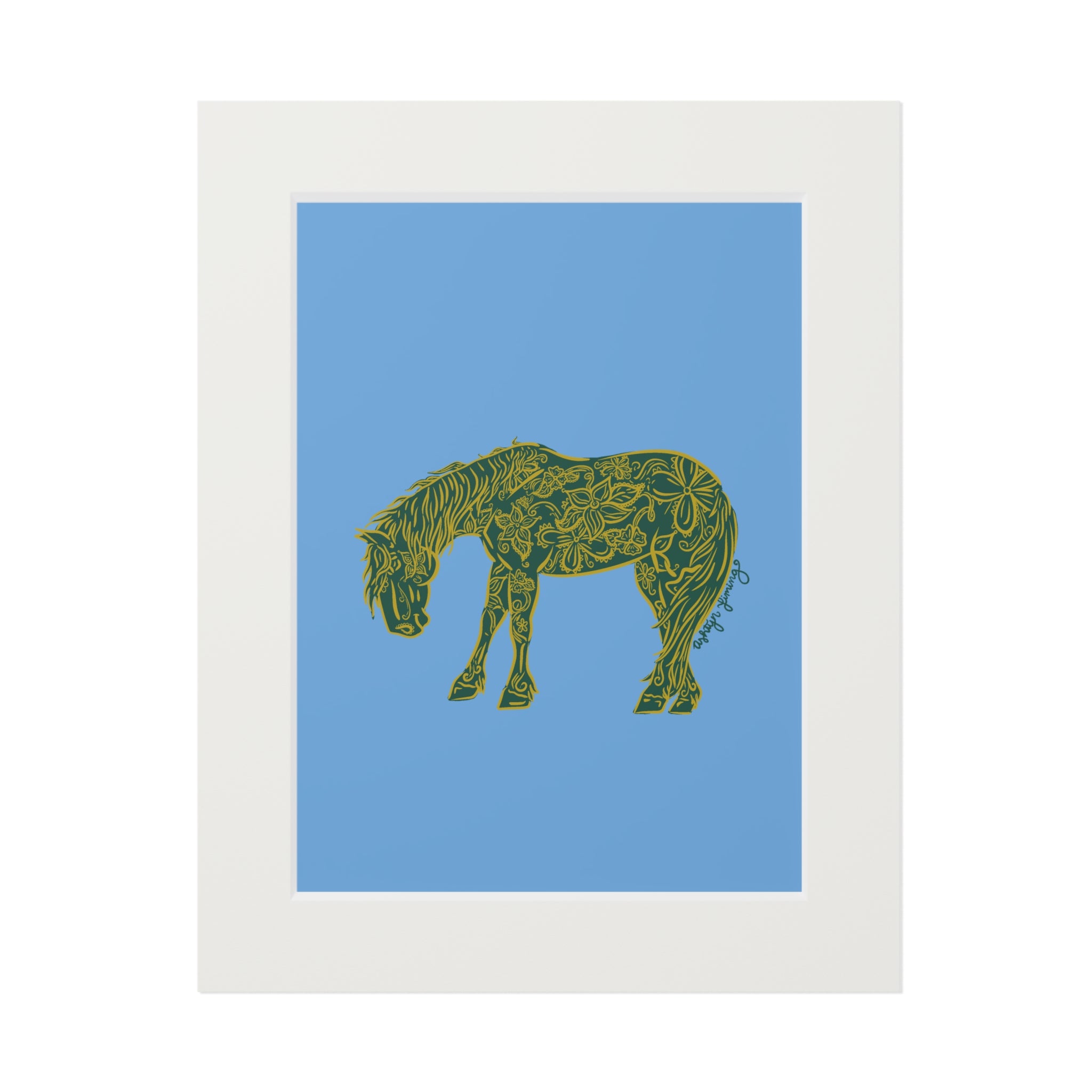 Fine Art Horse Print - Stylish Passepartout Frame, Home Decor, Animal Lover Gift, Art for Horse Enthusiasts, Framed Wall Art