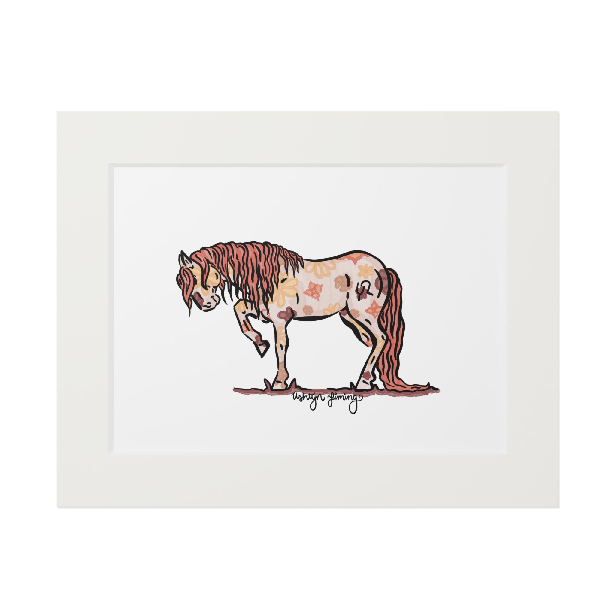 Neutral Floral Painted Pony Print