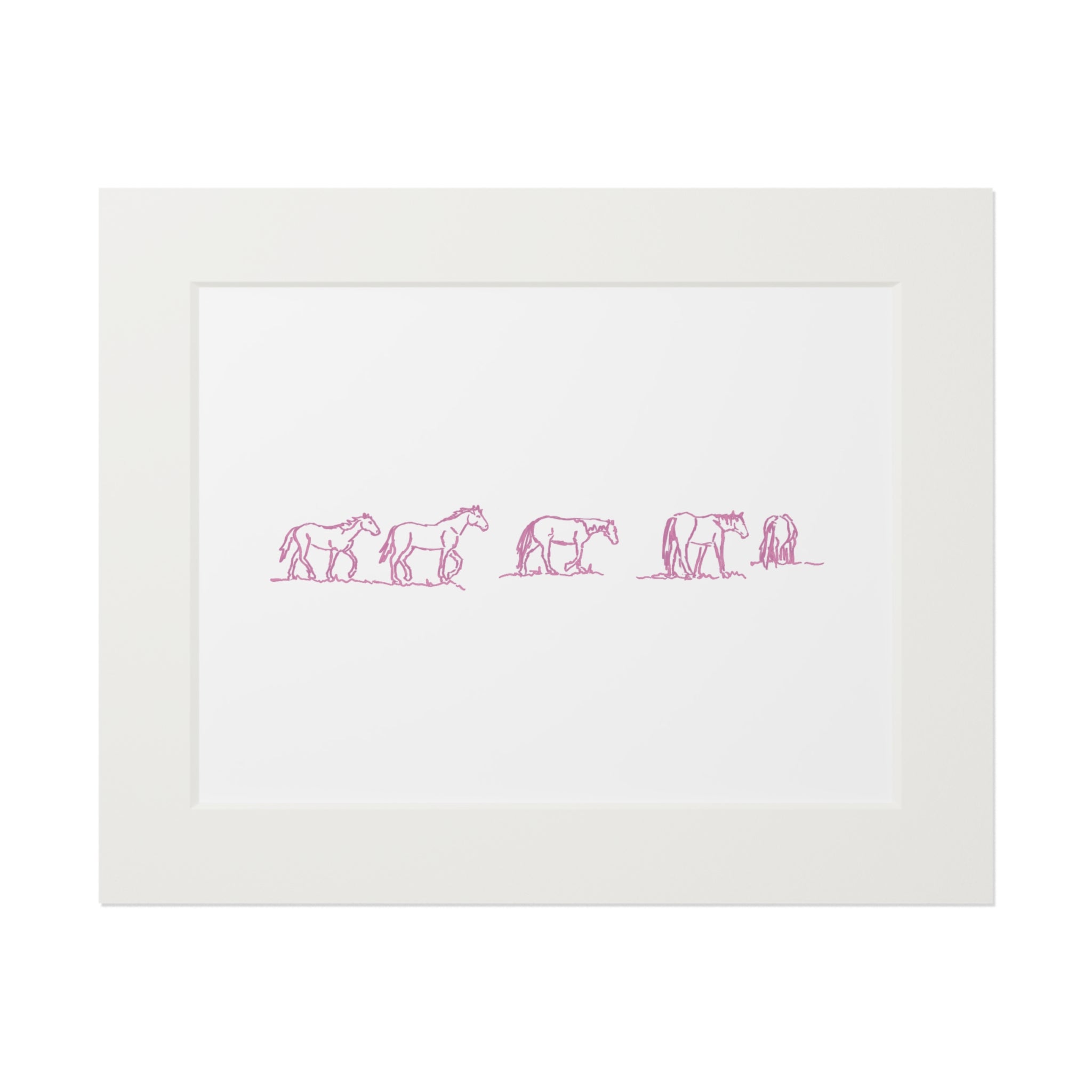 Pink Horses Outline Print