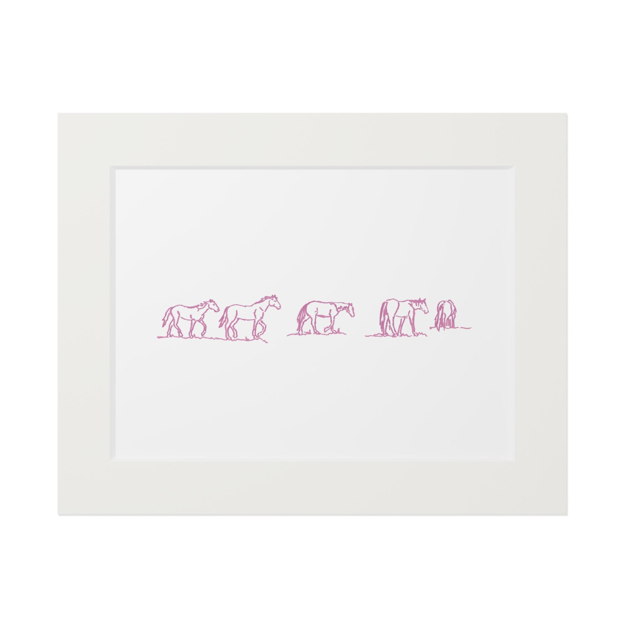 Pink Horses Outline Print
