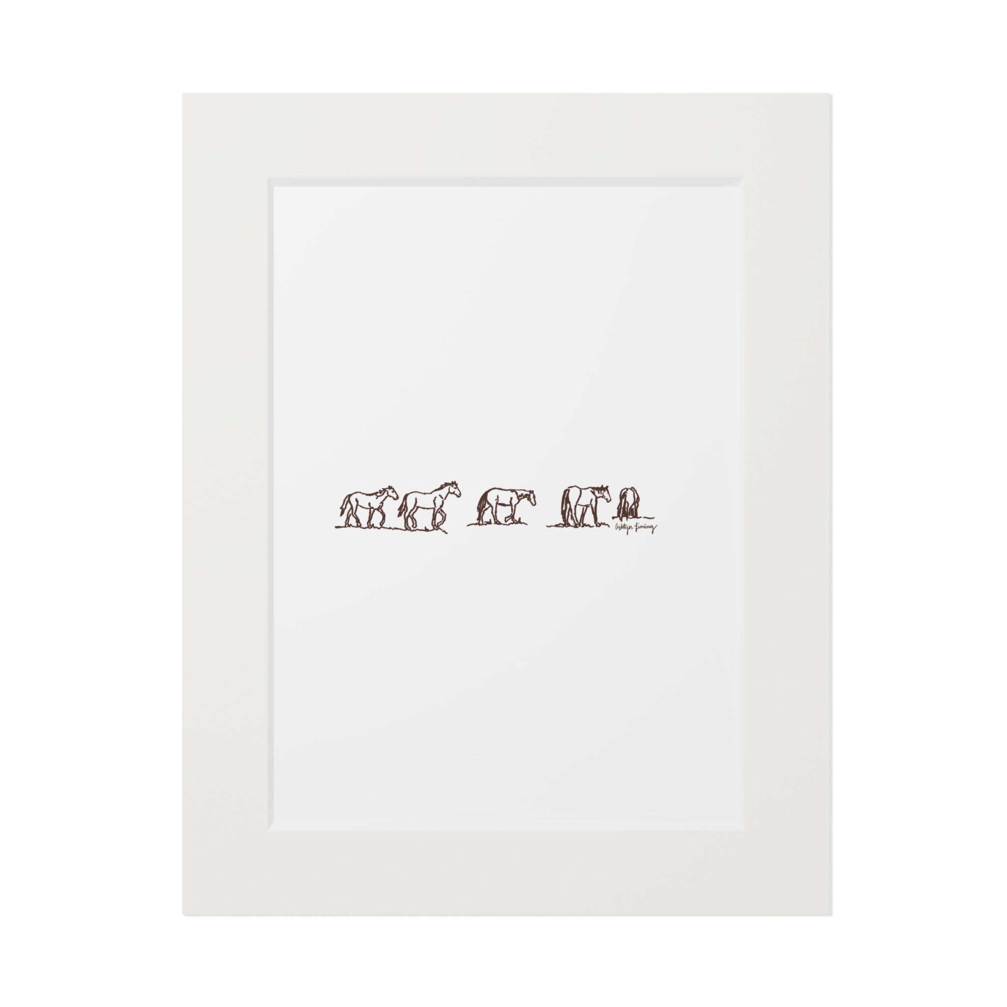 Dark Brown Horses Outline Print