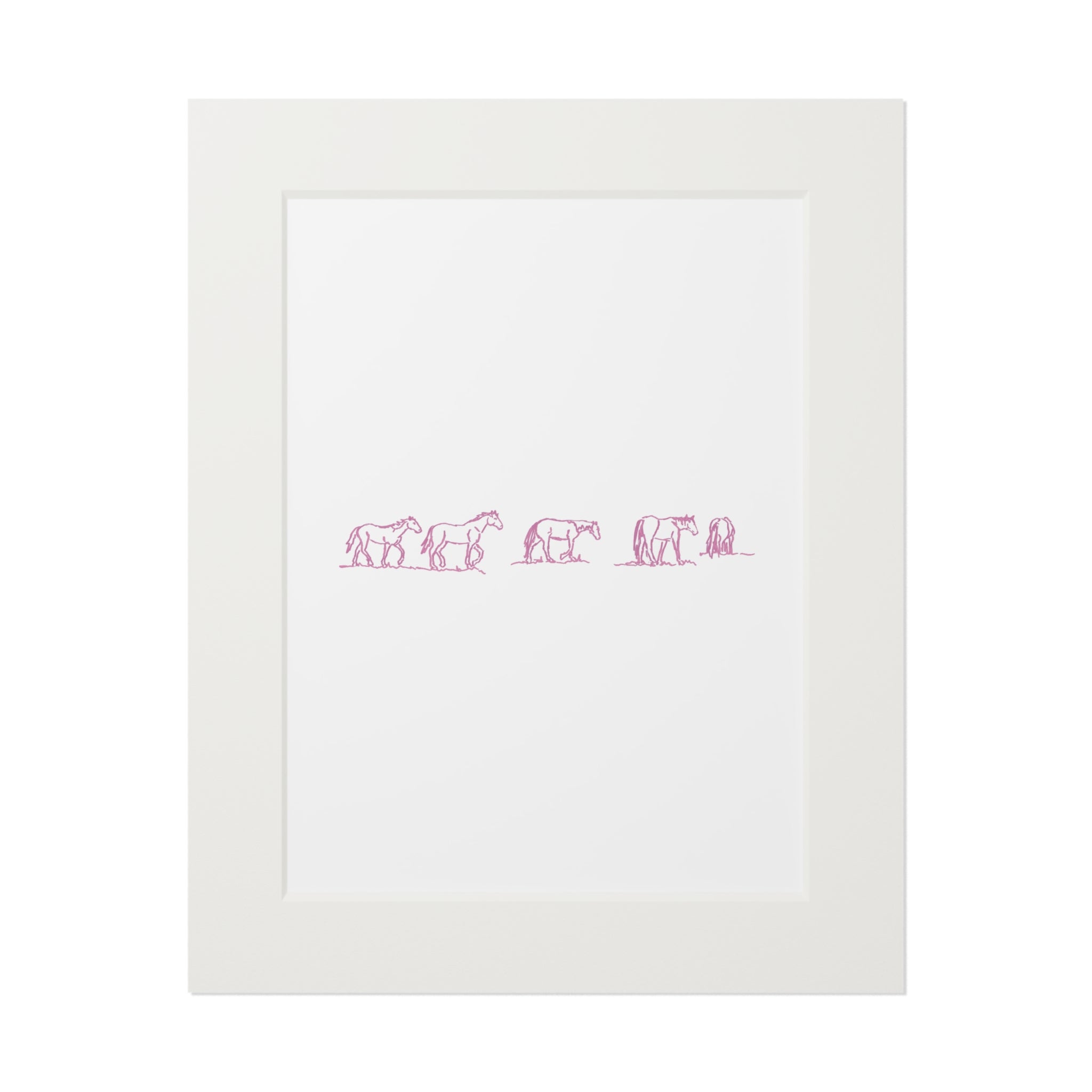 Pink Horses Outline Print