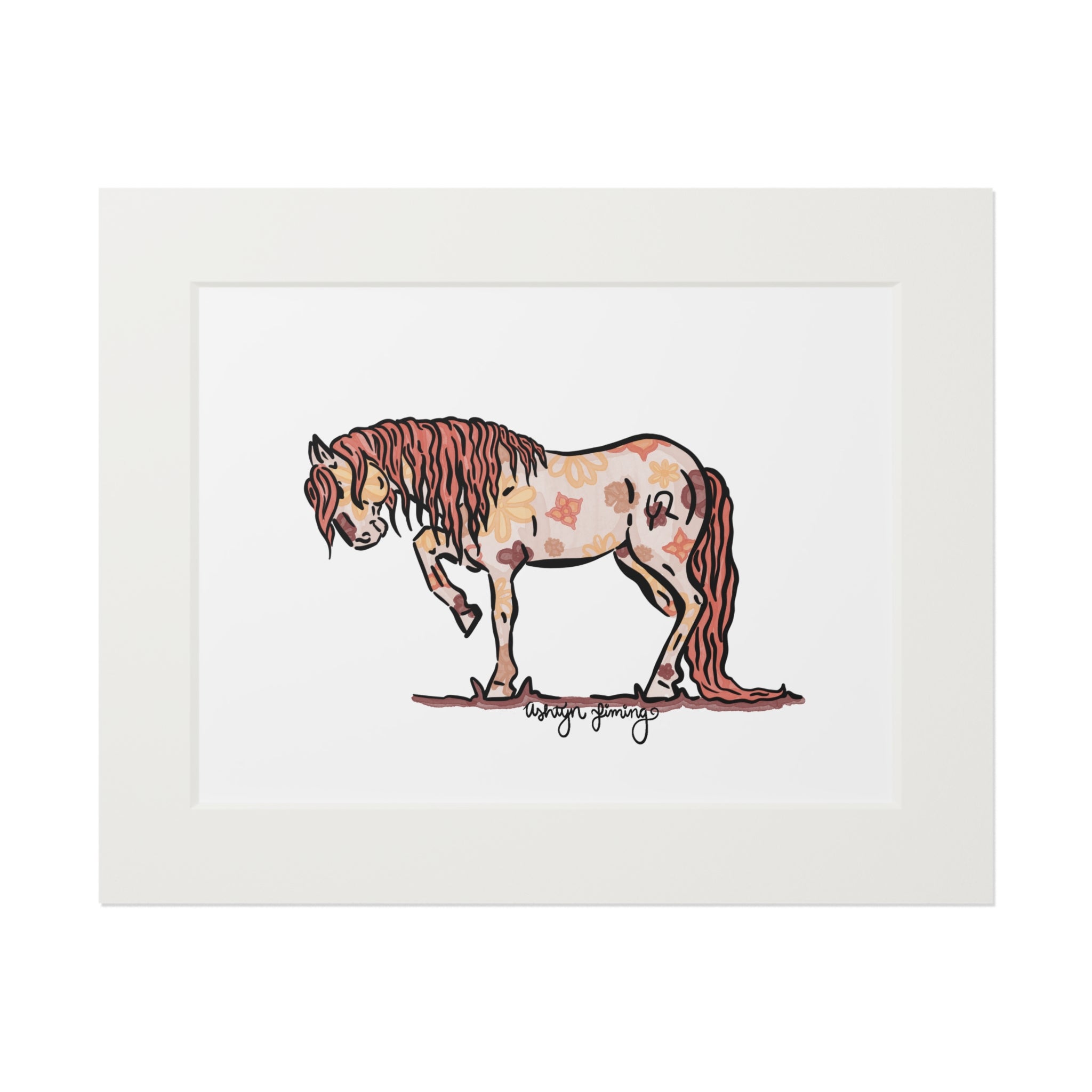 Neutral Floral Painted Pony Print